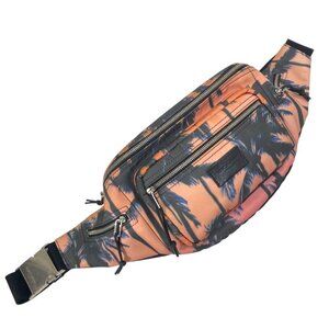 Saint Laurent Paris Palm Tree Pattern Nylon Pink Orange Belt Bag